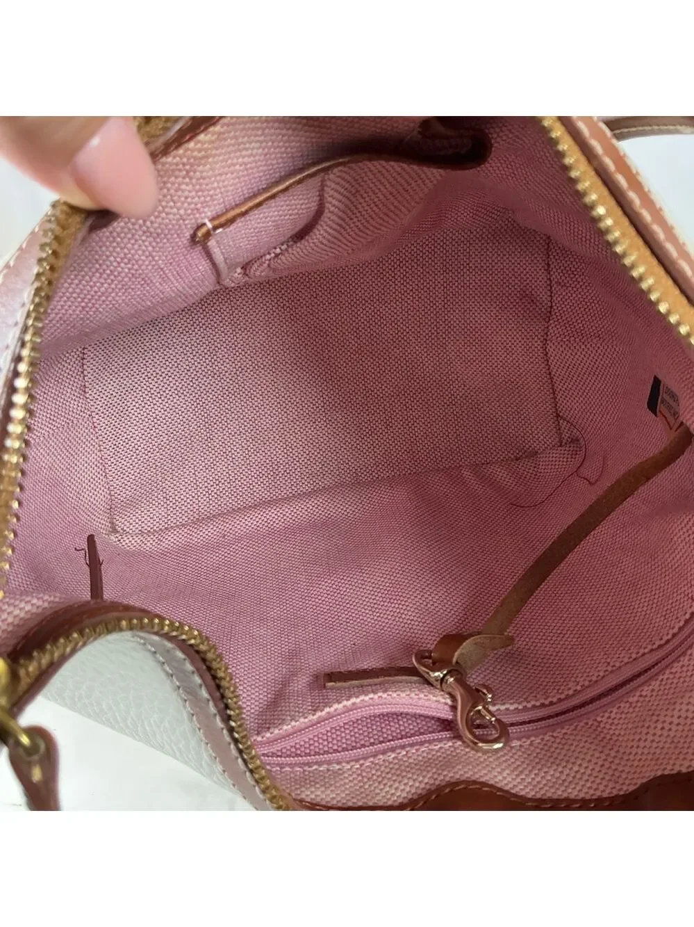 Dooney & Bourke Vintage White Cream and Brown Hobo Shoulder‎ Bag